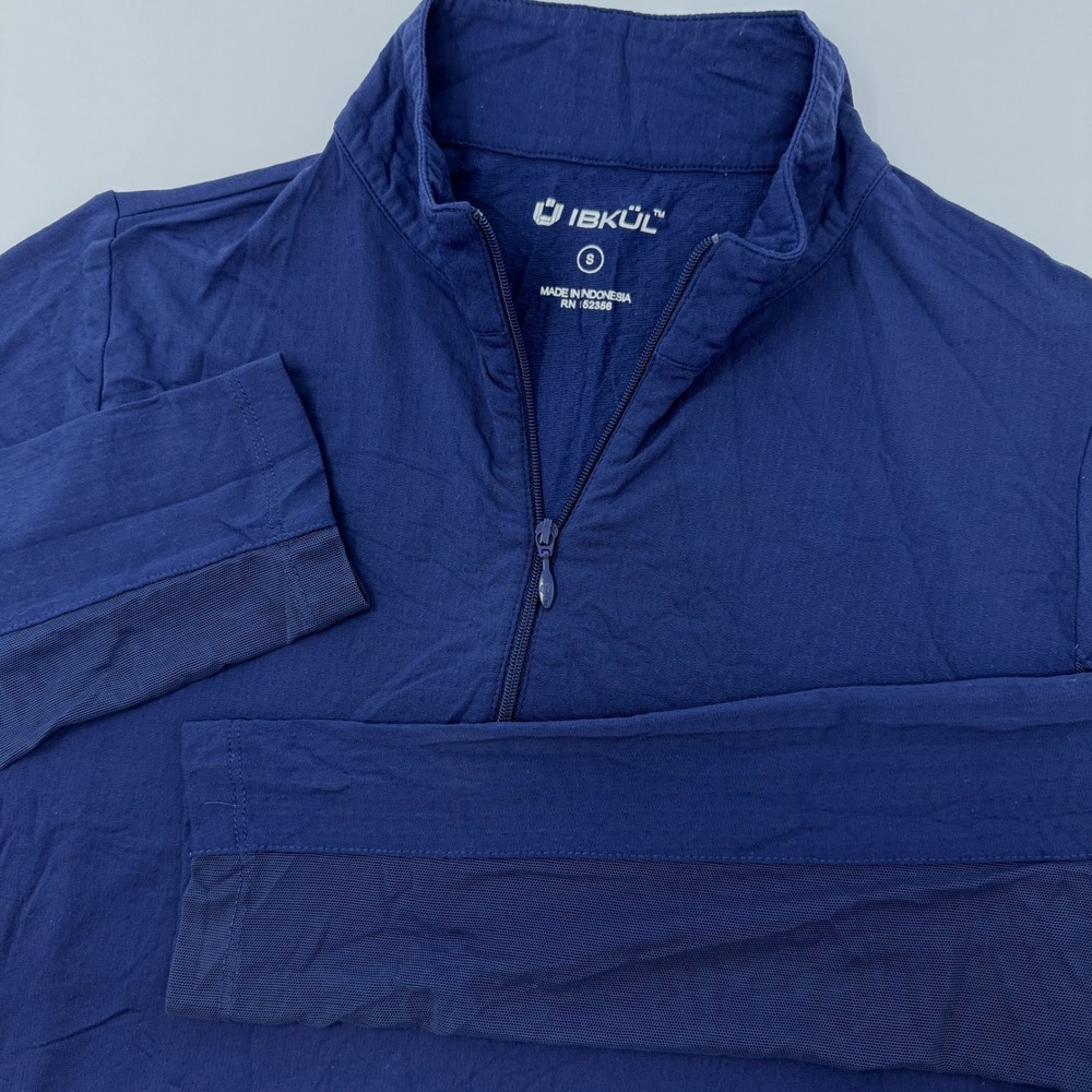 IBKUL Womens Small Royal Blue 1/4 Zip Long Sleeve Sun Shirt Mesh Panels